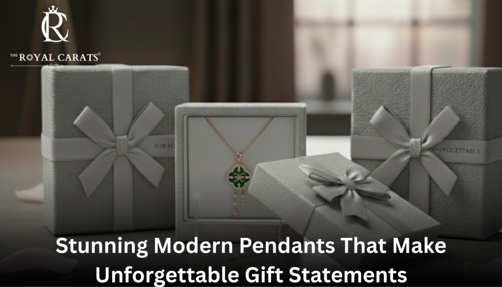 Diamond jewelry set including a floral pendant, matching earrings, and an open-shank ring, displayed on a rich teal background.